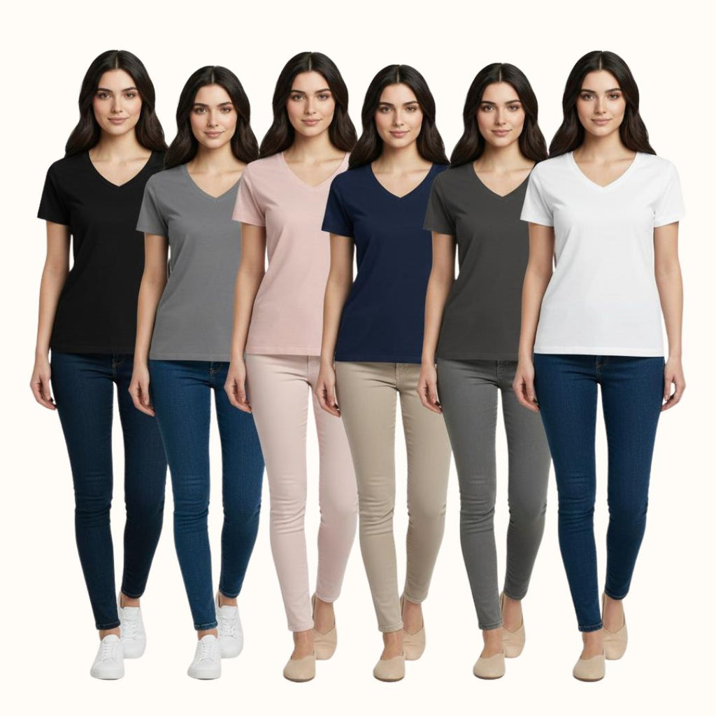 Women's Casual Half-Sleeve V-Neck T-Shirt | 11.11 UAE Sale | 20% OFF